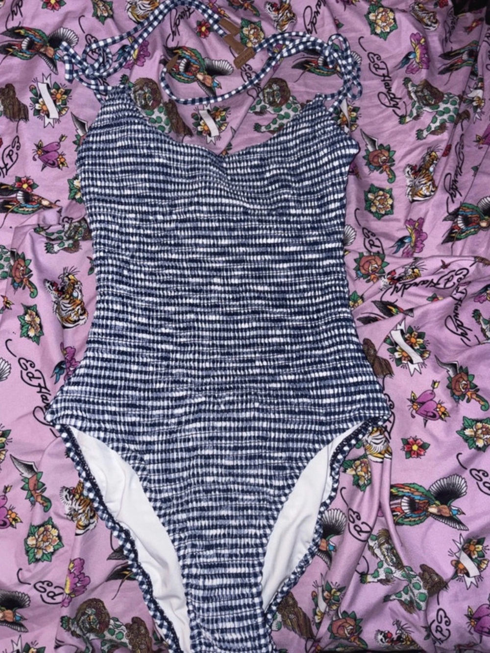 Sperry Navy and White Striped One-Piece Swimsuit